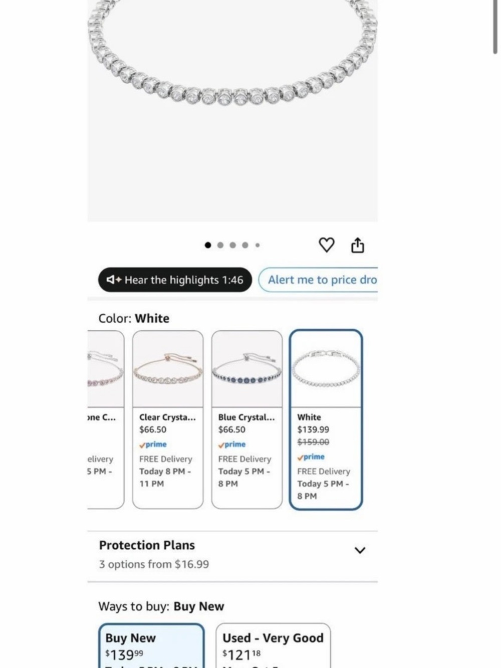 Swarovski Emily Tennis Bracelet Jewelry Collection Withe color NWT